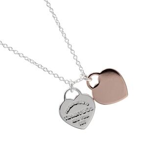 Tiffany Co to Double Heart Necklace Sterling Silver Rubedo Metal